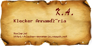 Klecker Annamária névjegykártya
